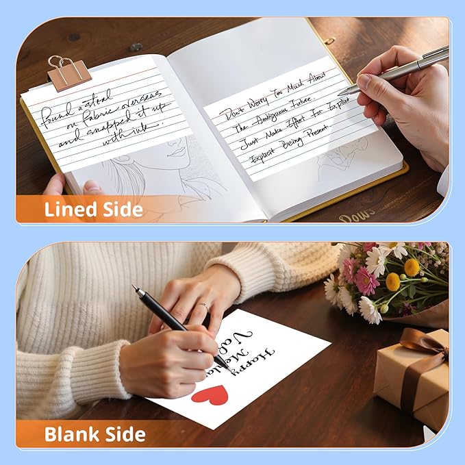 Index Cards 4x6, White Flash Cards, Lined Flashcards Notecards, Note Cards for Studying, 180GSM Study Card, 200 Count, 5 Pack of 40