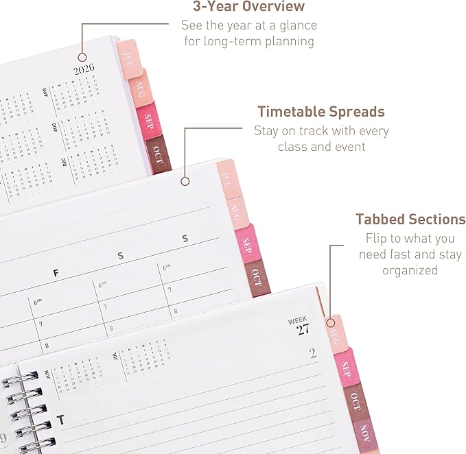 Rileys Academic Planner 2026-2027, Daily, Weekly & Monthly Planner, July 2026 - June 2027, Student Notes Pages, Twin-Wire Binding, Weekly Agenda for School & Work (8 x 6-Inches, Chunky, Black)