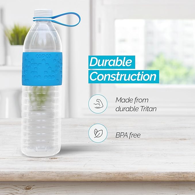 Copco Hydra 20 oz Water Bottle with Carrying Loop – Leak Proof, BPA Free Tritan, Dishwasher Safe, Twist-Open Body, Non-Slip Silicone Grip, Ideal for Gym, Travel & Office Use (Light Blue)