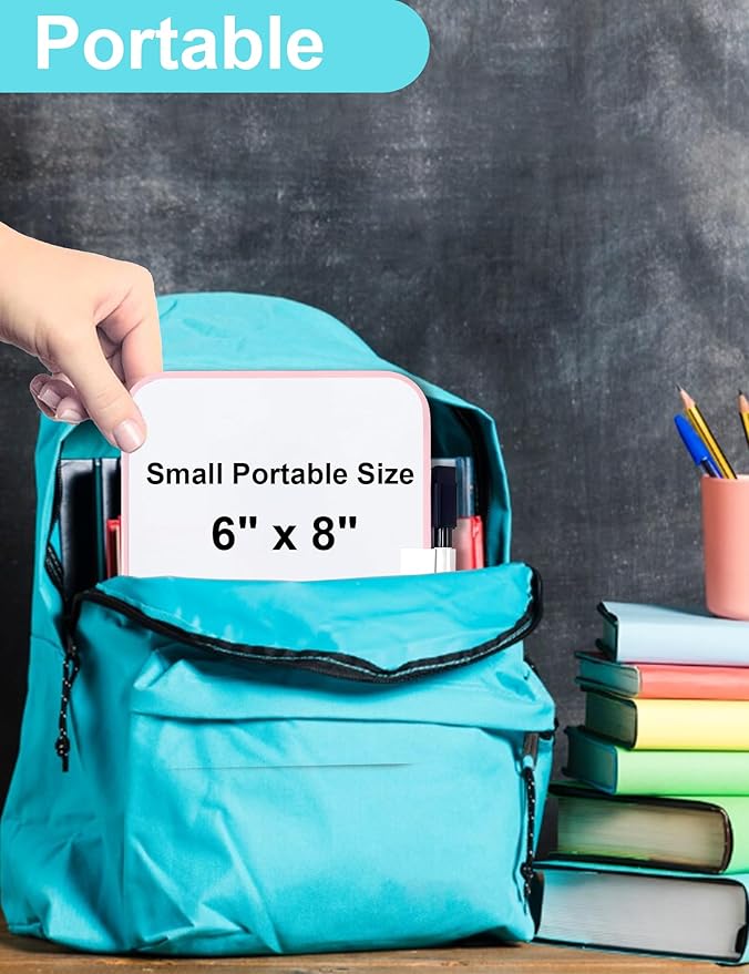 Magnetic Small Dry Erase Board for School Locker, 6" x 8" Small Whiteboard with 4 Marker and 7 Magnets - Mini Drawing Teaching Whiteboard for Classroom, Home, Office, Travel(Pink)