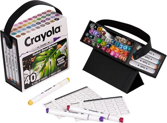Crayola DualTip Alcohol Marker Set for Adults (40ct), Adult Coloring Book Markers for Blending, Shading & Layering, Fine & Brush Tips, Art Supplies