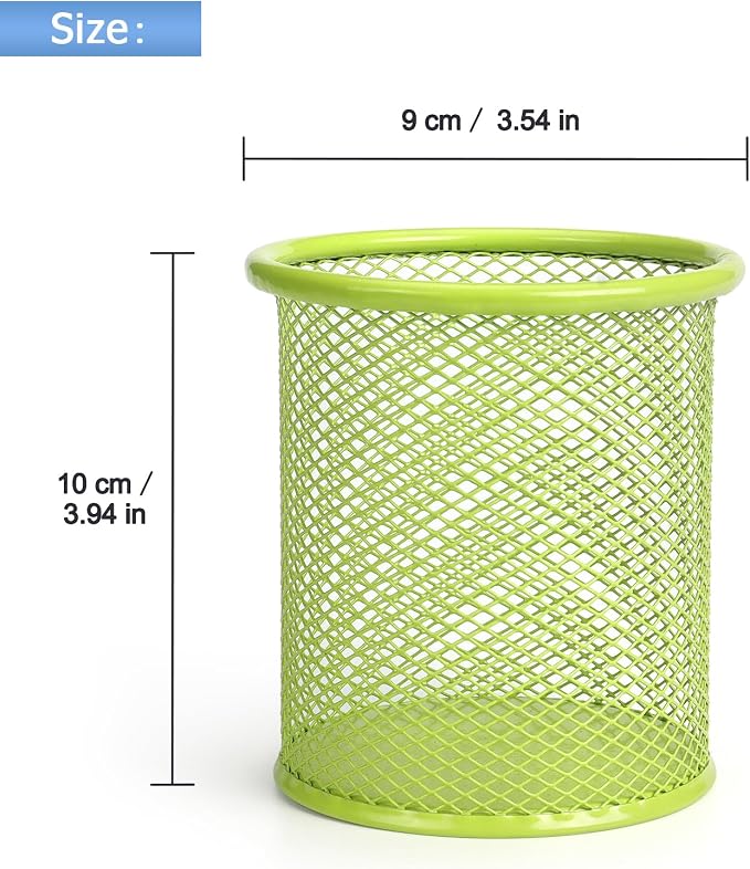 Tamaki Pen Holder Cup for Desk, Wire Mesh Pencil Cup Holder, Green | Pen Cup for Desk Office Pen Organizer
