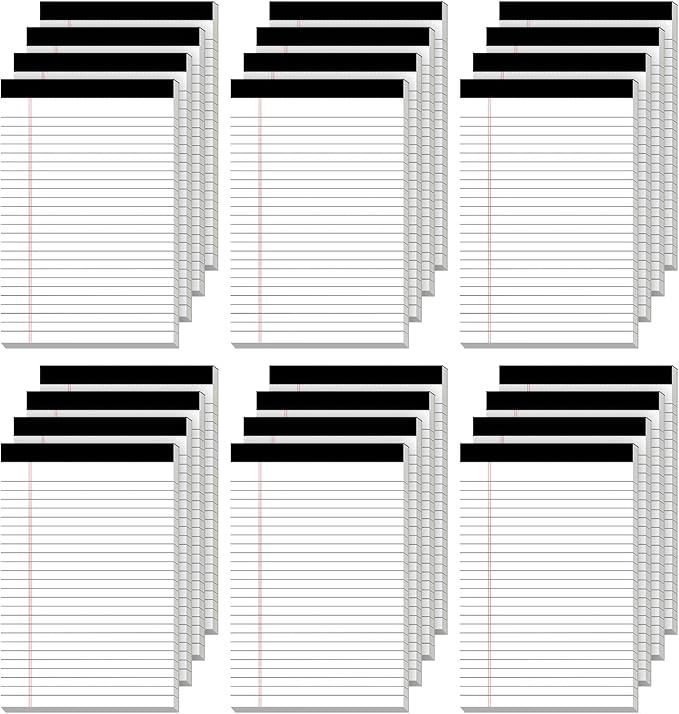 Nichela 24 Pack of Note Pads 5" x 8" Legal Pads 30 Sheets Notepad College Ruled Small Writing Pads Perforated Pages Paper Pads 80GSM Heavyweight Paper Note Pads for Home, Office, or School