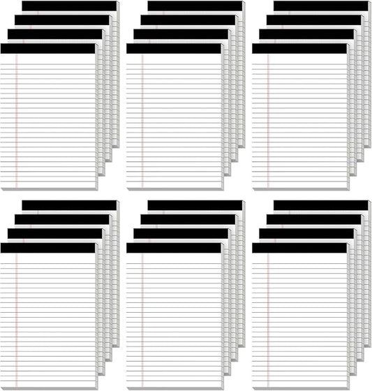 Nichela 24 Pack of Note Pads 5" x 8" Legal Pads 30 Sheets Notepad College Ruled Small Writing Pads Perforated Pages Paper Pads 80GSM Heavyweight Paper Note Pads for Home, Office, or School