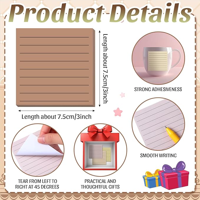 Yinder 24 Pcs Inspirational Sticky Notes Cute Motivational Sticky Notes Pad End of Year Employee Appreciation Gifts Bulk for Teacher Nurse Coworkers Office Supplies 3 x 3'' (No Words,Boho)