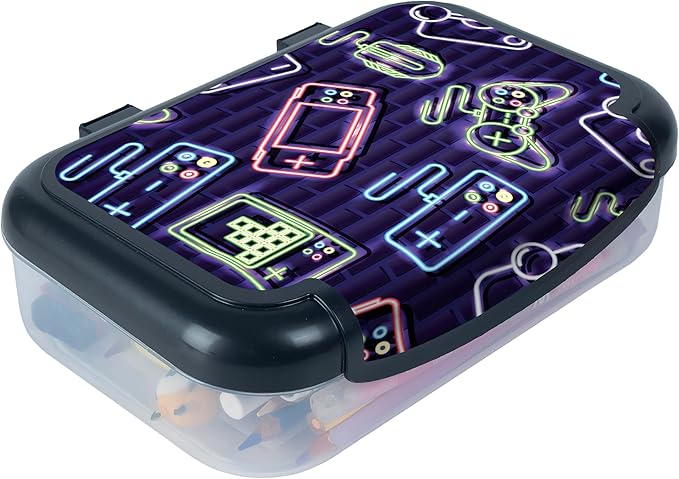 ZIPIT Recycled Plastic Pencil Box for Boys, Large Capacity Pencil Case for School, Durable Stationery Organizer Box, Gaming