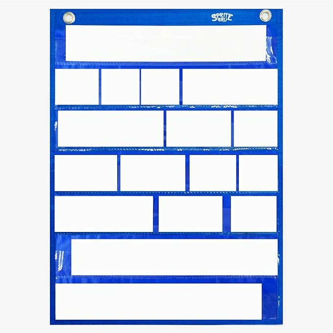 Magnetic Pocket Chart with 10 Dry Erase Cards for Standards,Daily Schedule,Activities,Class demonstrations (Blue)