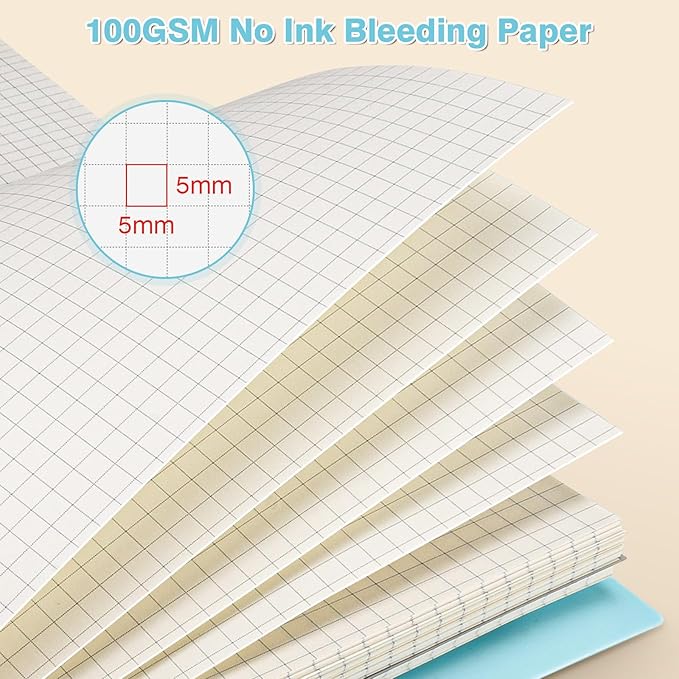 Graph Paper Notebook: 5 Subject Graphing Notebook with Removable Dividers, 300 Pages 100gsm Thick Spiral Grid Notebooks, 5x5 Graph Ruled Paper, Large A4 Journal for School Work Women Men, 8.5" X 11"