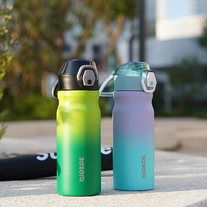 BJPKPK Stainless Steel Insulated Water Bottle with Straw Lid 18oz Reusable Metal Thermal Flask Bottles Keep Cold and Hot,Purple