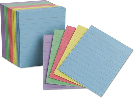 Oxford Mini Ruled Index Cards, Ruled, 3". x 2.5" , Assorted Colors, 200 ea