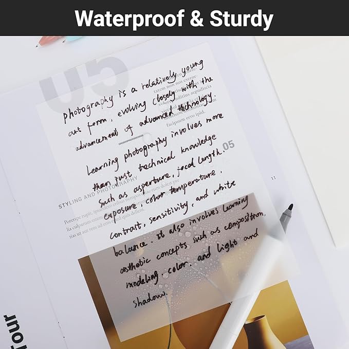 EUSOAR Translucent Sticky Notes, 100 Sheets 6x7.8 Inch Waterproof Message Reminder Clear Large Sticky Notes, See Through Adhesive Note Organizing Papers Nursing Note Pads for Book Annotation