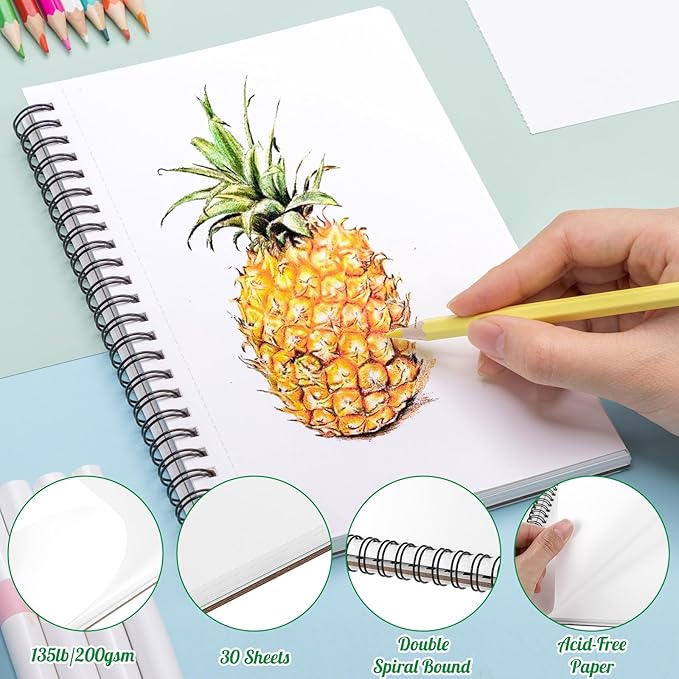 135lb/200gsm Marker Paper Pad, 5.5×8.5in Double Sided Bleedproof Marker Sketchbook, 30 Sheets Art Paper Sketch Pad, Smooth Painting Coloring Alcohol Marker Paper for DIY, Drawing, Ideal Gift