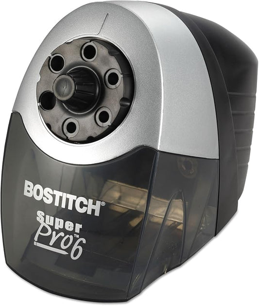 Bostitch Office SuperPro6 Electric Pencil Sharpener, Heavy Duty Commercial with 6 Holes and Industrial Motor, Grey
