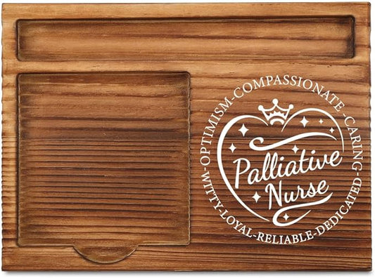 THRXOBN Desk Organizer for Palliative Nurses & Healthcare Professionals - Natural Wood with Slots for Notes, Pens, and Small Office Supplies – Practical & Stylish Workspace Solution,WSH18