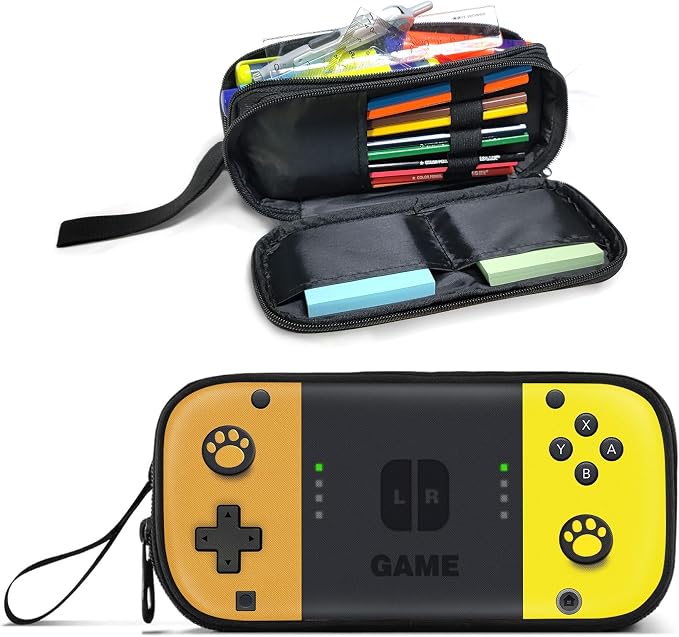 Gamer Pencil Case for Boys, Large Boys Pencil Pouch for Kids Teens School, Big Capacity Pen Box Pen Bag Organizer with 2 Compartments & Zipper