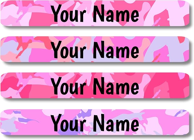 Lovable Labels Personalized Labels for Kids (120 Labels) - Waterproof Dishwasher Safe Peel and Stick Labels are Great for School Supplies Daycare Camp Bottles (Camo Chic)