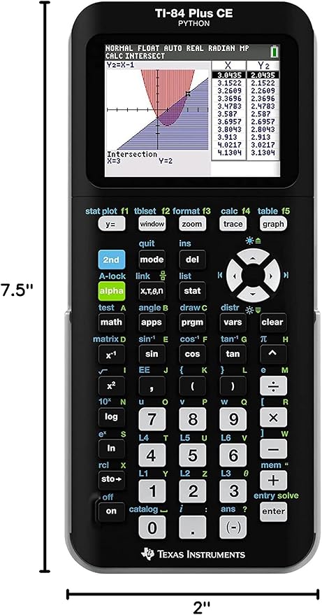 Scientific Python Graphic Calculator, Folima TI-84 Plus CE Color Graphing Instruments, Black 7.5 Inch