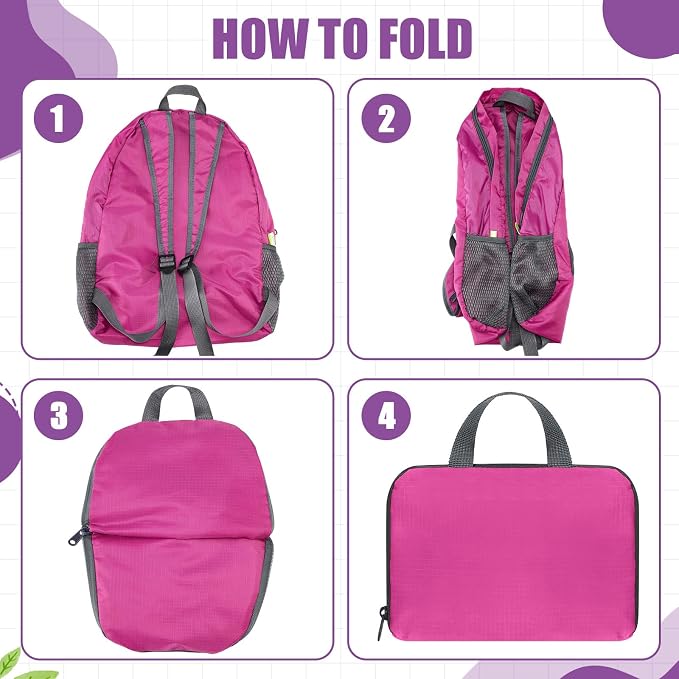 Jexine 10 Pcs Backpacks Bulk 16.5 Inches Lightweight Travel, Fuchsia Gem | Basic Book Bags for School Outdoor, Foldable Storage, Ideal Students Adults Commuters, Bulk Backpack Set for Teams