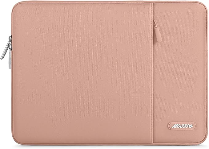MOSISO Laptop Case 15 inch, 15 inch Laptop Sleeve Compatible with MacBook Air M5 A3448 M4 A3241 M3 A3114 M2 A2941 2026-2023, Dell XPS, Polyester Vertical Computer Sleeve Bag with Pocket, Salmon Pink