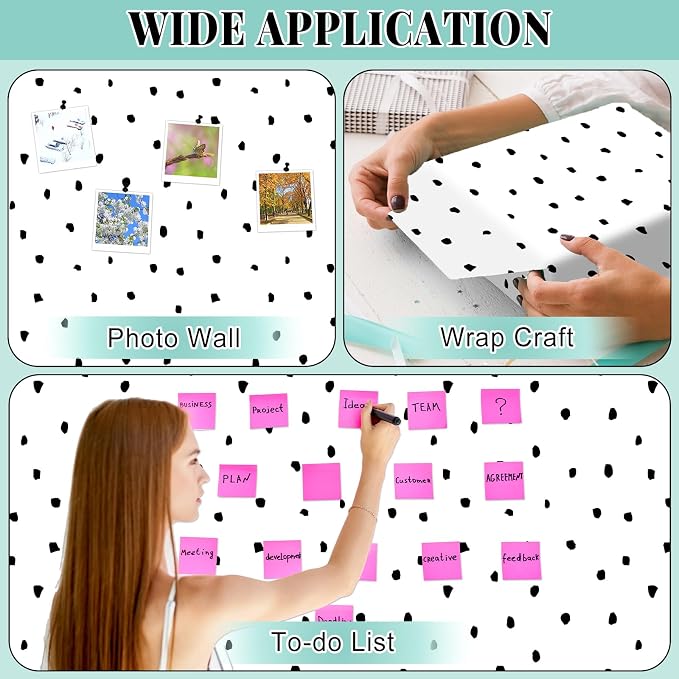 Black and White Polka Dot Bulletin Board Roll Non-Woven Fabric 15.7" x12ft