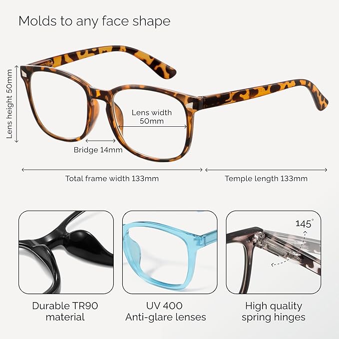 CCVOO 2.25 Reading Glasses for Women, Eye glasses, Blue Light Readers for Women, Cheaters