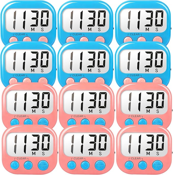 Classroom Timers for Teachers Kids Large Magnetic Digital Timer Teacher Supplies 12 Pack-Blue Pink