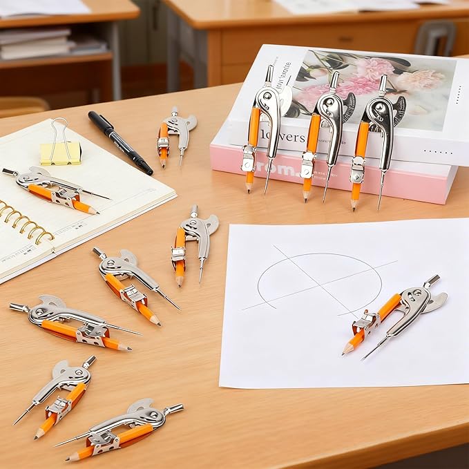 SAYAYA 64 Pieces Compass for Geometry with Pencil, Metal Geometry Drawing Tool Compass for Math Student Classroom School Office Woodworking Art Drawing
