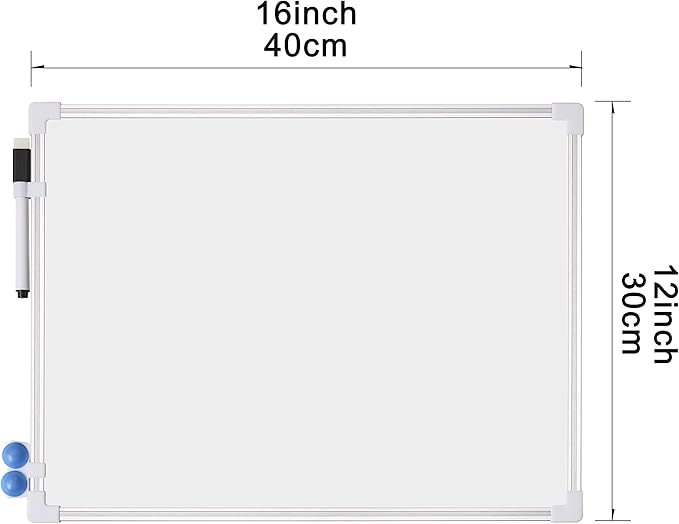 White Board Dry Erase, Small Dry Erase Board 12" x 16", Double Sided Magnetic Whiteboard with Dry Erase Marker & Magnets, Small White Board, Aluminum Frame Handheld Whiteboard for Home School Office