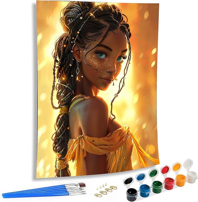SKRYUIE African Americans Paint by Numbers Kit for Adults, African Women Acrylic Oil Paint by Numbers Kits for Adults Beginner Canvas with Paintwork Art Crafts for Home Decor 16x20 inch k8