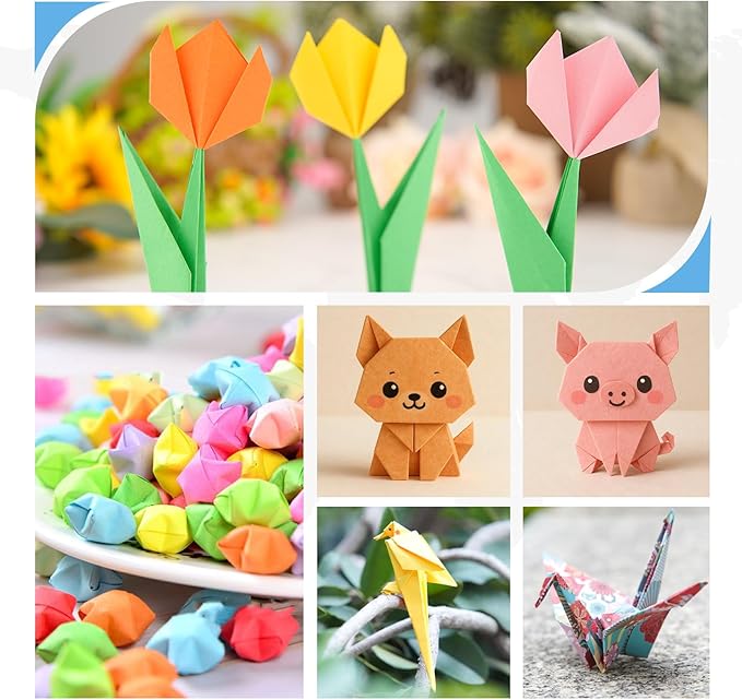 AluAbi Origami Paper Kit - 500 Sheets Japanese Origami Paper&1350 Sheets Star Paper Strips,Double Sided Color Folding Scrapbook Craft for Kids Ages 5-8 8-12,DIY Art Craft Supplies Gift for Boys Girls
