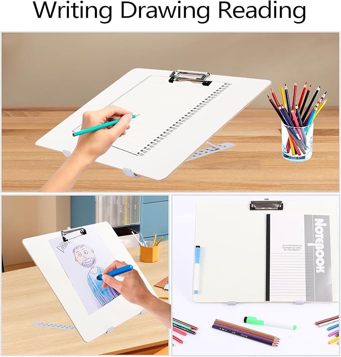 Slant Board for Writing 16 x 12 Inch Adjustable Dry Erase Writing Board Sloped Surface to Improve Handwriting Legibility 20°Slanted Clipboard for Writing Reading Drawing
