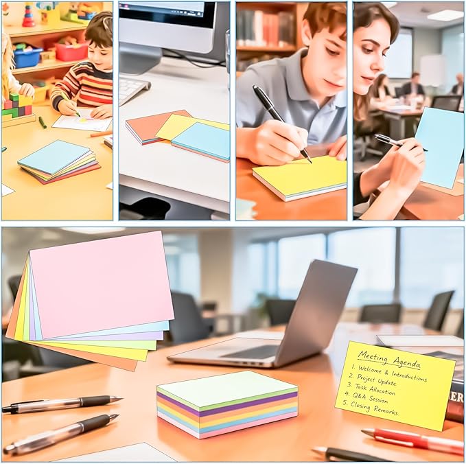 180PCS Blank Colored Index Cards 4 x 6 Inch Flash Cards, Colored Note Card Flashcards, Colorful Blank Index Card Note Pad 4 x 6 Study Notecards for School Office College Supply
