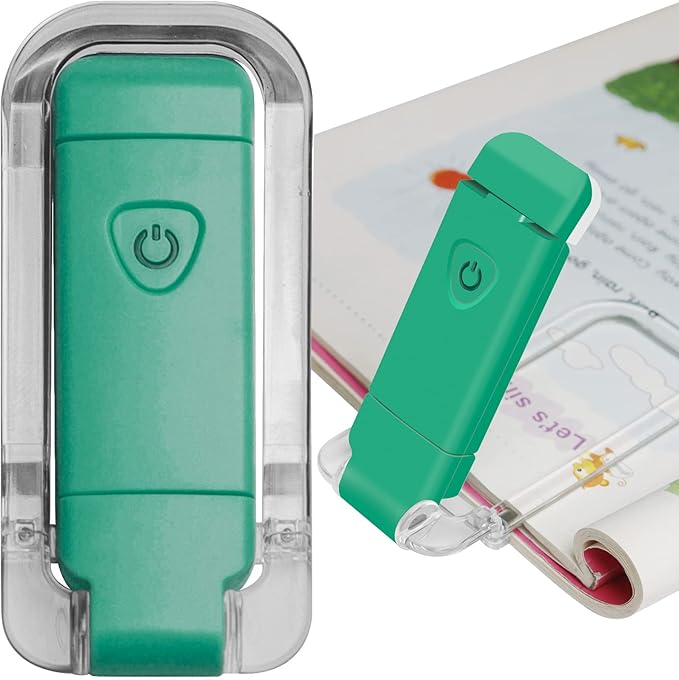EGWASER Book Light for Reading in Bed, USB Rechargeable Clip on Book Lights, 3 Brightness Adjustable Dimmable Bookmark Light for Eye-Protection, Reading Lamp for Bookworms, Travel (Dark Green)