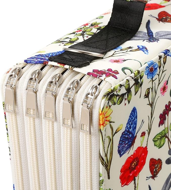 Portable Colored 480 Individual Slots Pencil case Organizer with Printing Pattern for Watercolor Pens or Markers, Pencil Case Organizer for Artist