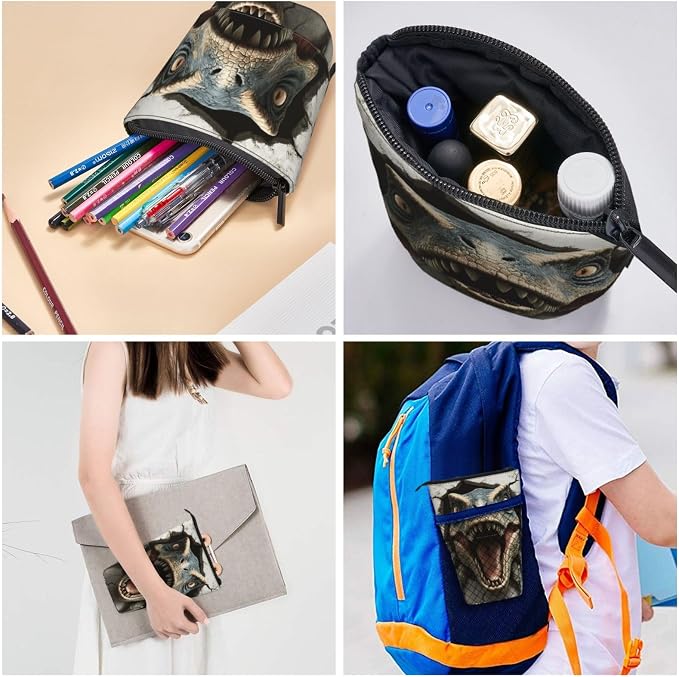 Dinosaur Kids Standing Pencil Case Girls Boys Telescopic Stationary Pouch with Zipper Large Capacity Stand up Pen Bag Portable Makeup Holder for Children School Students Office Supplies