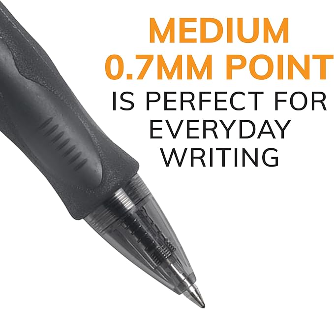 BIC Gelocity Original Black Gel Pens, Medium Point (0.7mm), 2-Count Pack, Retractable Gel Pens With Comfortable Grip