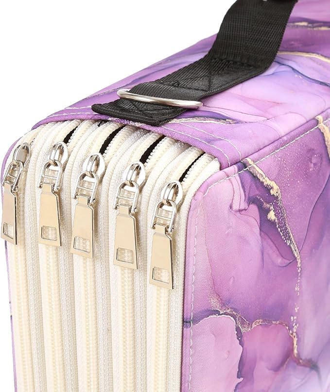 Portable Colored 480 Individual Slots Pencil case Organizer with Shoulder Strap Printing Pattern for Watercolor Pens or Markers, Pencil Case Organizer for Artist