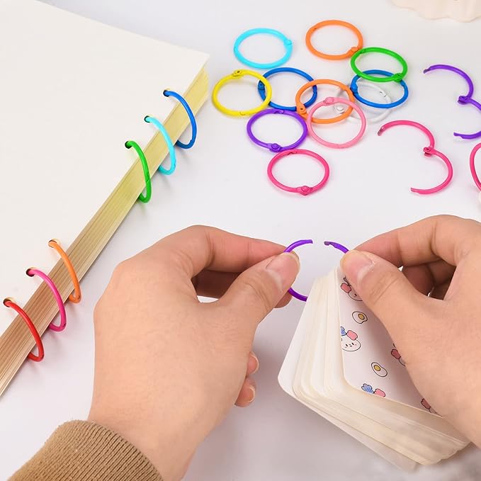 240 Pcs Loose Leaf Binder Rings, Colorful Metal Book Rings, 10 Colors Heavy Duty Notebook Ring, Keychain Key Ring