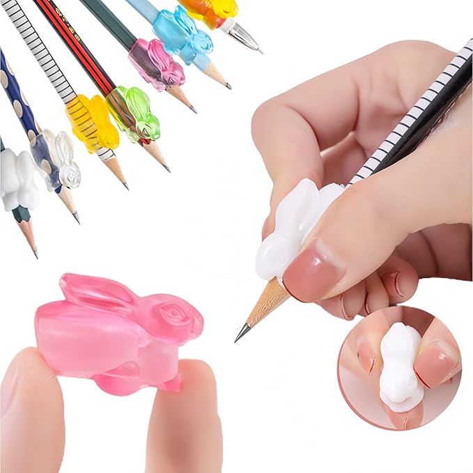 14 Pcs Pencil Grippers, Rabbit Pencil Holders for Handwriting Posture Correction Writing Tool Ideal for Kids Toddlers Adults's Pen Holding Posture Training (Set-14pcs)