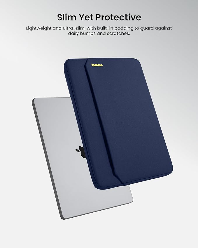 tomtoc Slim Laptop Sleeve for 15-inch 2026 New MacBook Air M5/A3448, M4/A3241, M3/M2, 15 Inch Microsoft Surface Laptop AI PC/7/6, Dell XPS 15 Plus, Recycled Water-Resistant Protective Case Bag