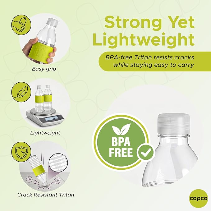 Copco Hydra 16.9 oz Water Bottle, Set of 2 – Leak Proof, BPA Free Tritan, Dishwasher Safe, Twist-Open Body, Non-Slip Silicone Grip, Perfect for Gym & Office & Outdoor Use (Lime Green)