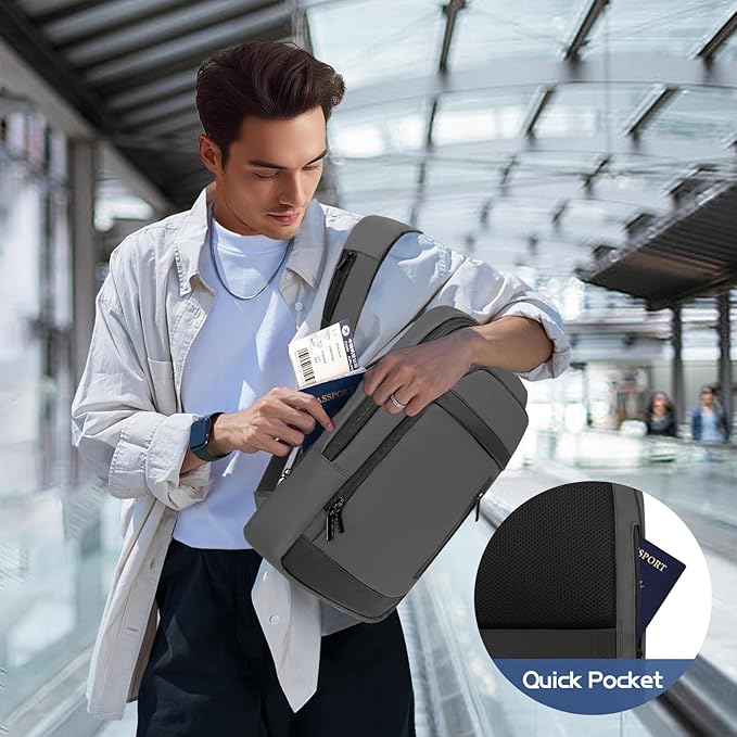 Business Backpack for Men Lightweight Commute Laptop Backpack Anti-Theft Water Resistant Backpack for 15.6 Inch Computer for Daily Office Work with Small Bag (Grey, 15.6")