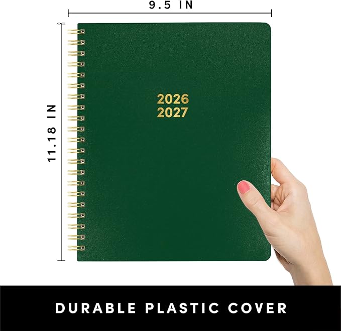 PAPERAGE Academic Planner, Weekly & Monthly Planner & Calendar, 12-Months, July 2026 - June 2027, (9.5" x 11"), School & Student Planning Agenda with Tabs, Bonus Pages & Inner Pocket, Dark Green