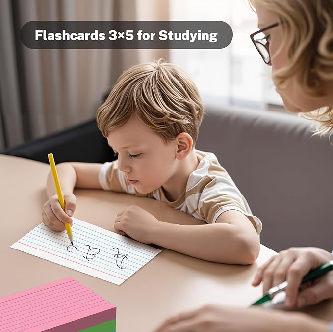 Colored Index Cards 3x5 Inch, 250 Count Ruled Flash Cards for Studying, 50 Pack Of 5, Multilcolor Notecards Lined Flash Cards Bulk, Neon Flashcards Note Cards, 3x5 Index Cards for School, Home, Office