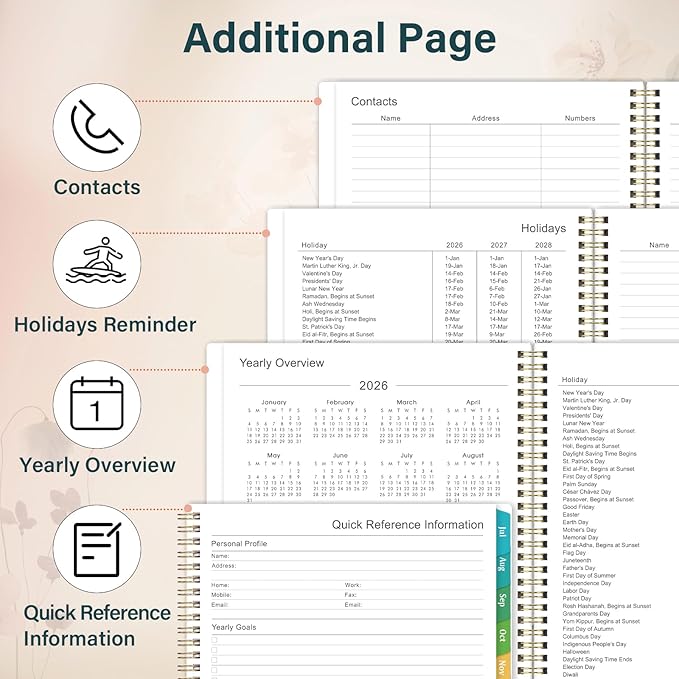 Planner 2026-2027 - Weekly & Monthly Planner, Jul 2026-Jun 2027, Academic Planner 26-27, 6.4"×8.5", Tabs, Thick Paper, Twin-Wire Binding, Back Pocket, Inspirational Quotes for Office Home School