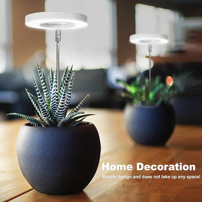 LORDEM Grow Light, Full Spectrum LED Plant Light for Indoor Plants, Height Adjustable Growing Lamp with Auto On/Off Timer 4/8/12H, 4 Dimmable Brightness, Ideal for Small Plants, 4 Packs