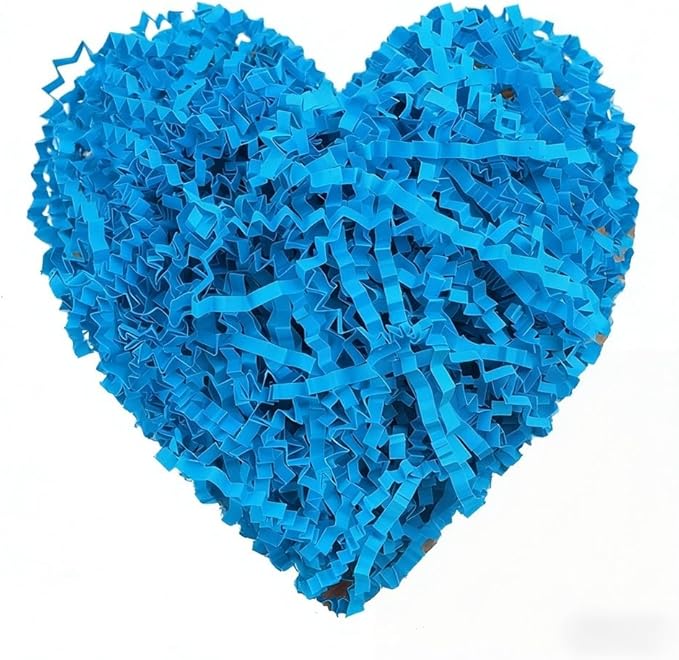 Crinkle Cut Paper Shred Filler, Raffia Paper Shredded Paper Stuffing for Gifts Wrapping Baskets Box Filling Easter Party Supply (Blue)