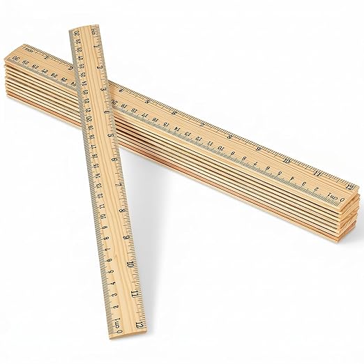 12 PCS Wooden Ruler, 12 Inch Rulers Bulk Wood Mearsuring Ruler 2 Scale Wood Rulers with Cnetimeter and Inches for Office School Home DIY Crafts Projects Supplies