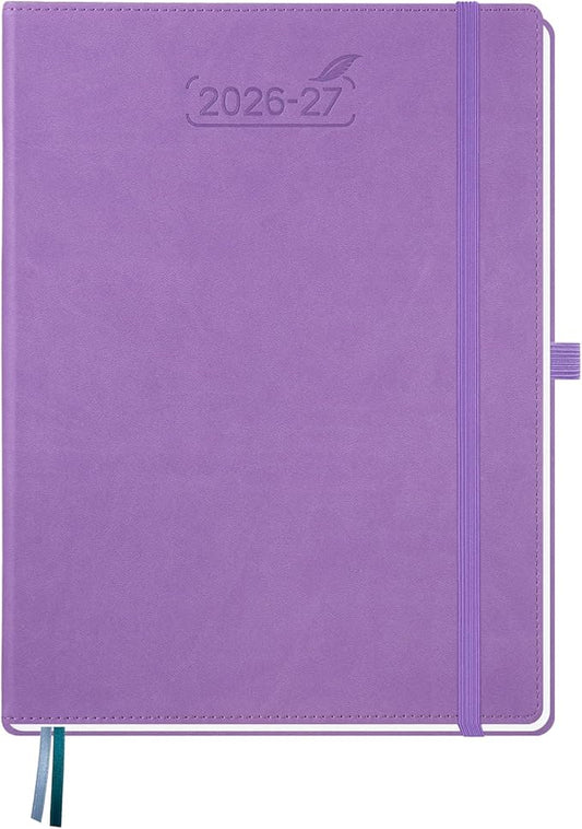 BEZEND Weekly Planner 2026-2027 (8.5" x 11") with Hourly Timeslots (Jul 26-Dec 27) 18 Months Academic Calendar & Monthly Tabs, Ideal for Students, Work & Home, PU Leather Hardcover -Lavender