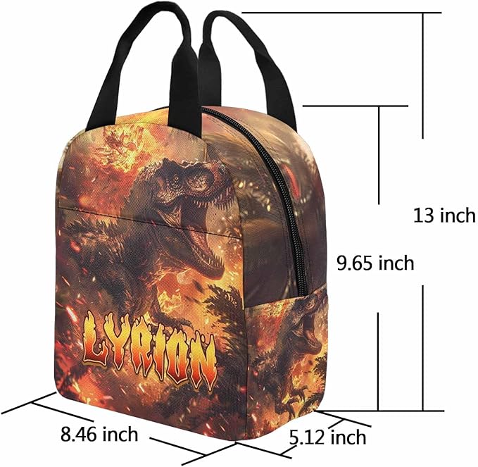 M YESCUSTOM Pesonalized Boys School Backpack Lunch Bag Set with Name, Animal Custom Bookbag Kindergarten Kids Waterproof Nylon Travel Picnic School Bag Pencil Pouch